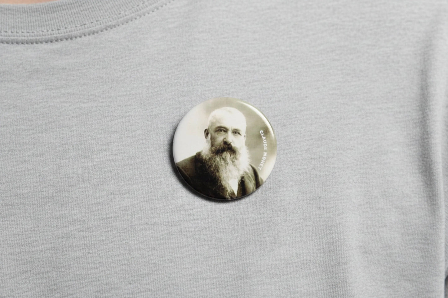 2.25-inch jumbo photo pinback button with bearded portrait