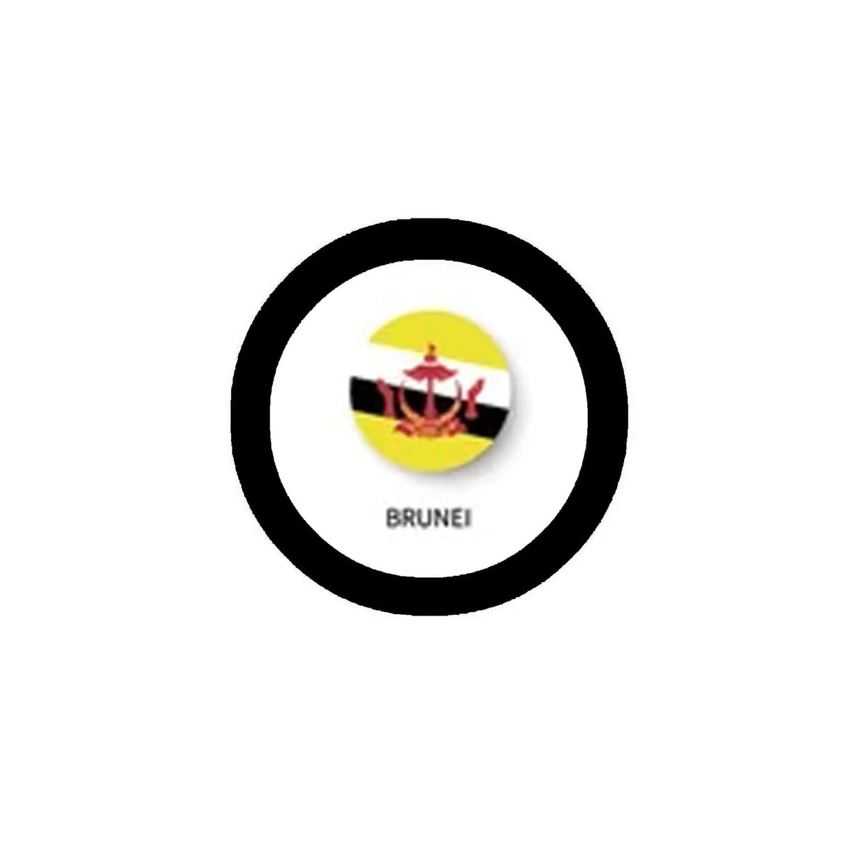Brunei keychain bottle opener with circular ring and crest, BRUNEI text
