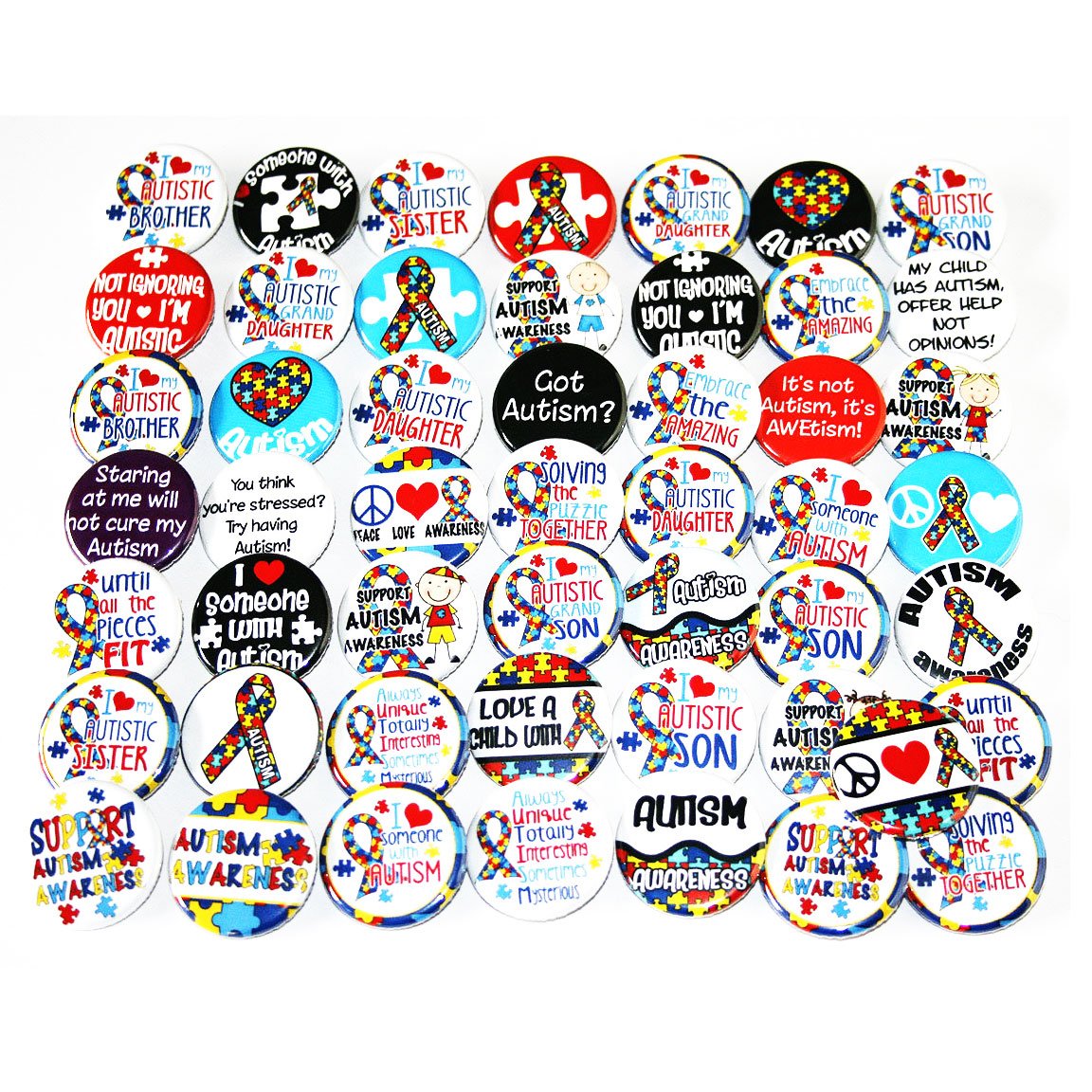 Autism Awareness 50 Pcs Set 1.25-inch Pinback Button Default Title