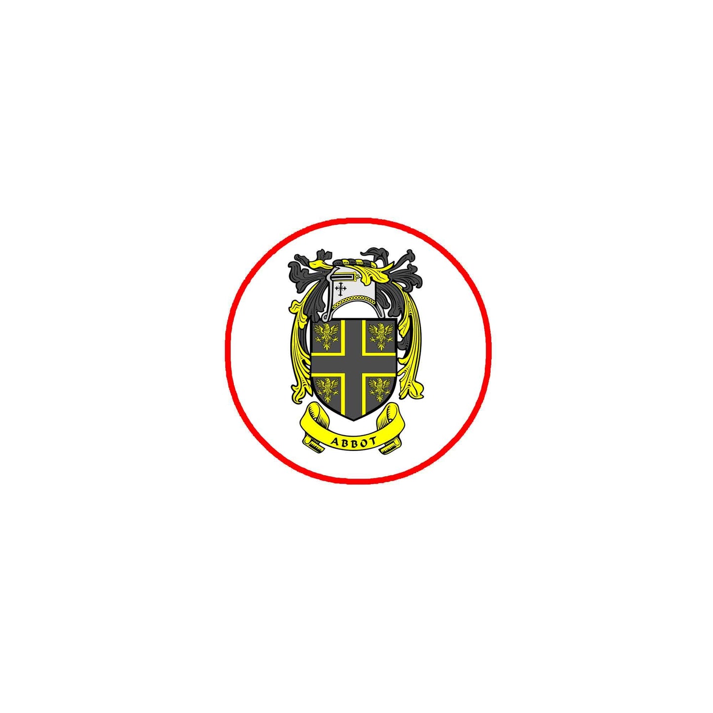 Abbot Family Crest 3" Coat of Arms Pinback