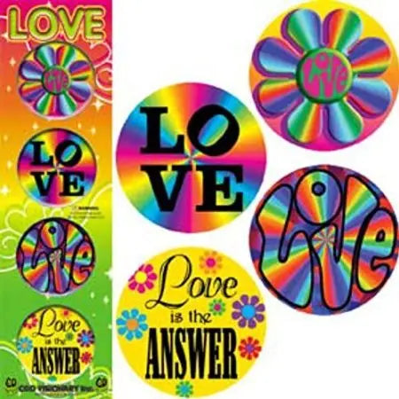 Colorful love-themed round pinback buttons set, 1.25-inch, four designs