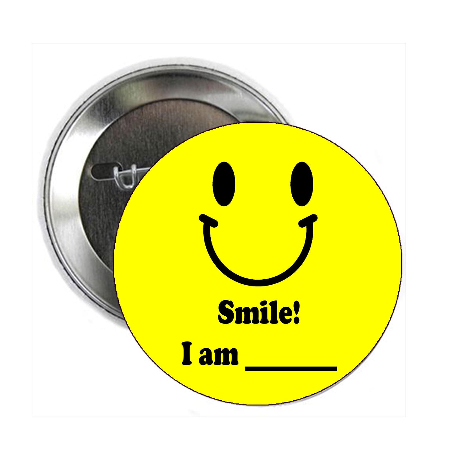 Customized 2.25-inch Smile I am (your name) Button Pin Pinback Brooch Default Title