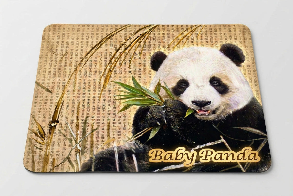Baby Panda mouse pad with panda face graphic and rounded edges