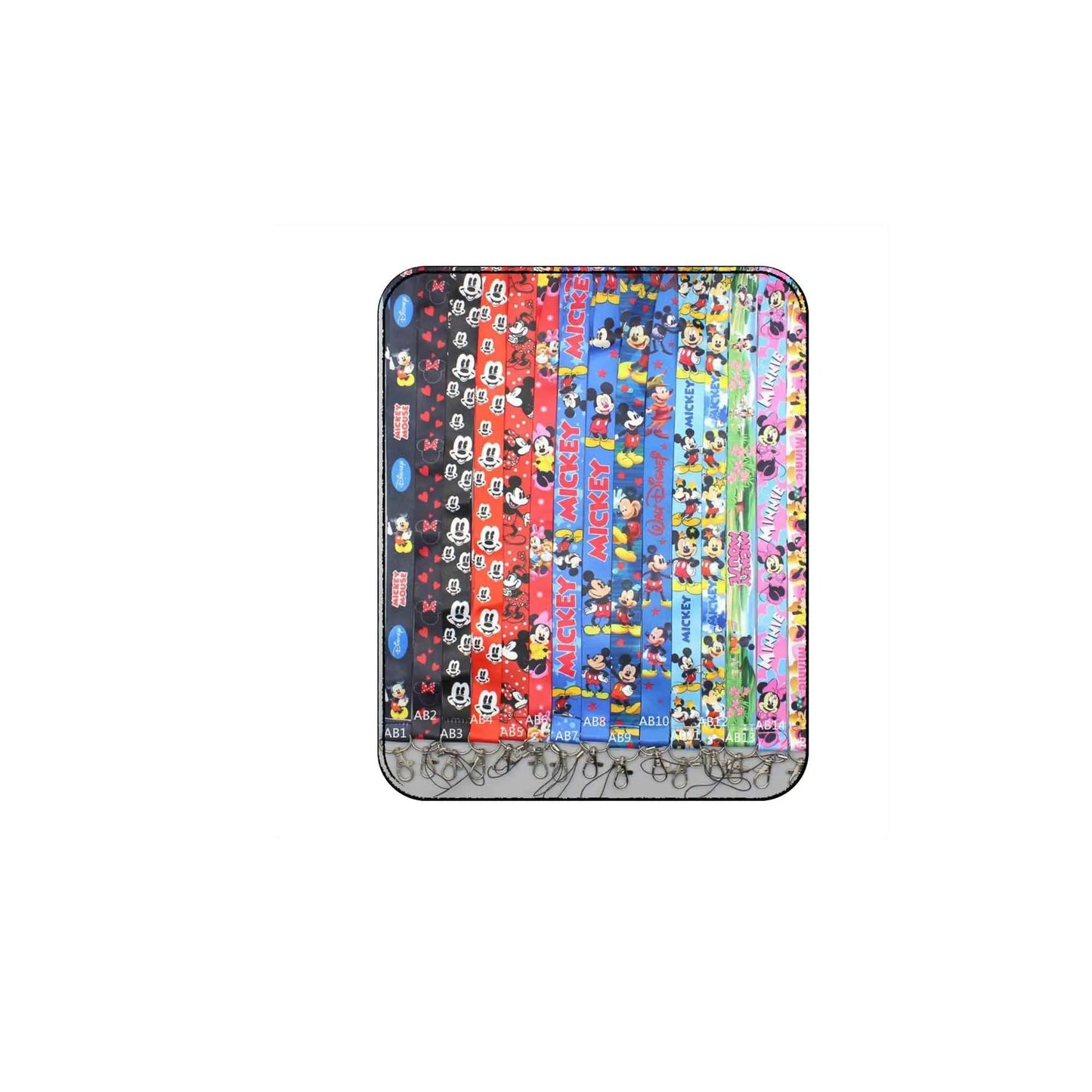 Colorful themed phone lanyard strap with multicolor cartoon print