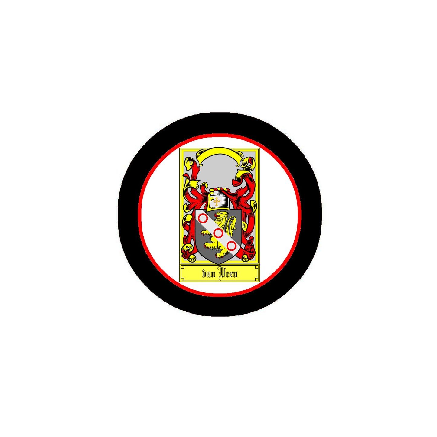 Van Veen Family Crest 3" Coat of Arms Pinback