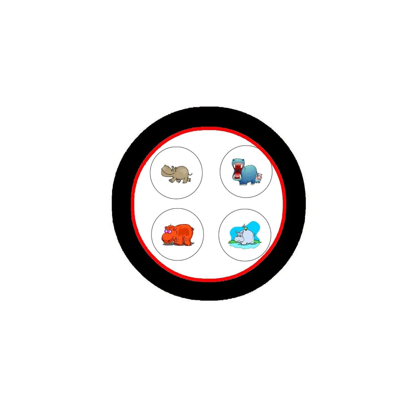 Cute Hippos Pinback Button Badges 1.25-inch (4 Pcs Set) Pinback Default Title