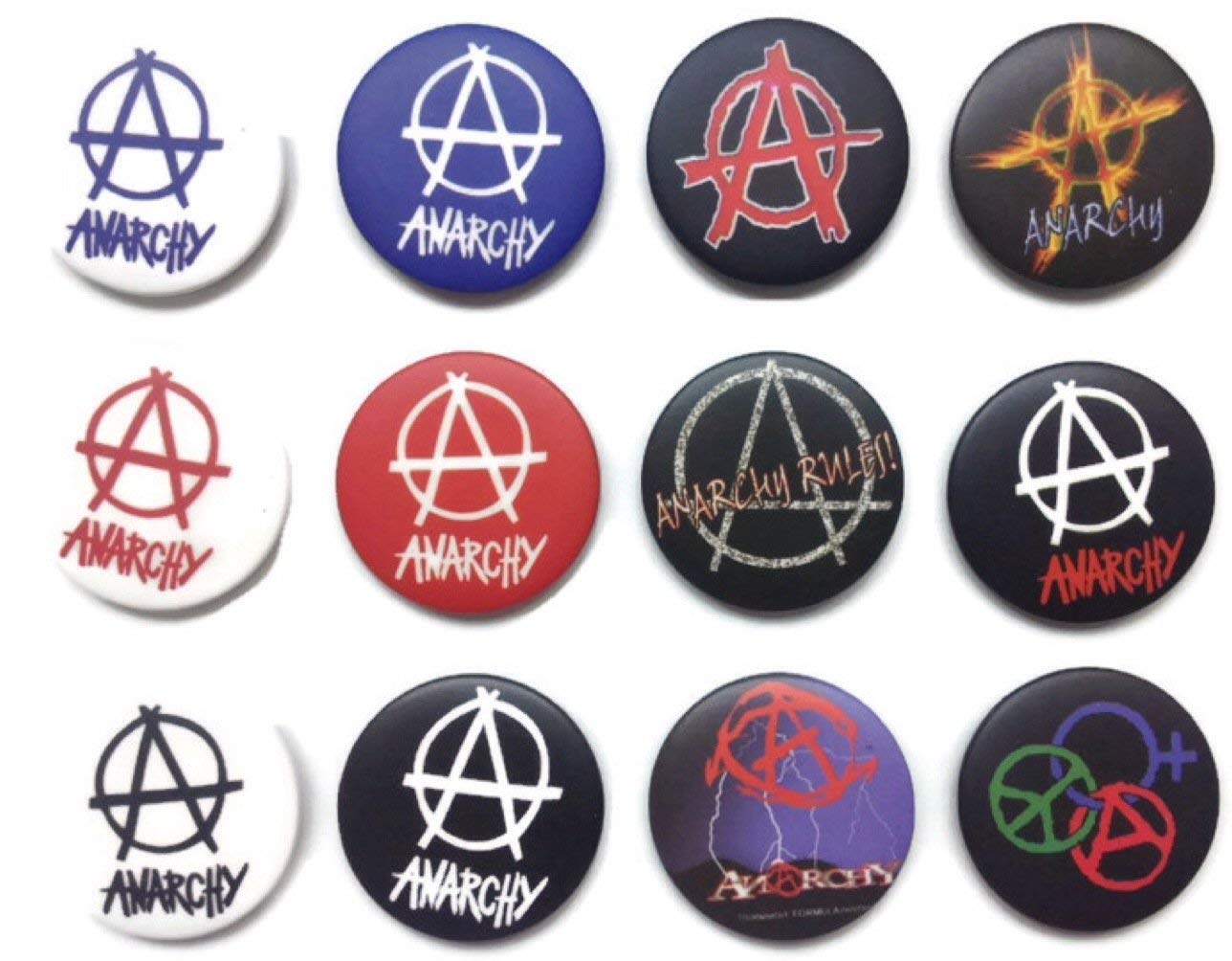 ANARCHY Symbol (2) Awesome Quality Lot 12 New Pins Pinback Buttons Badge 1.25"