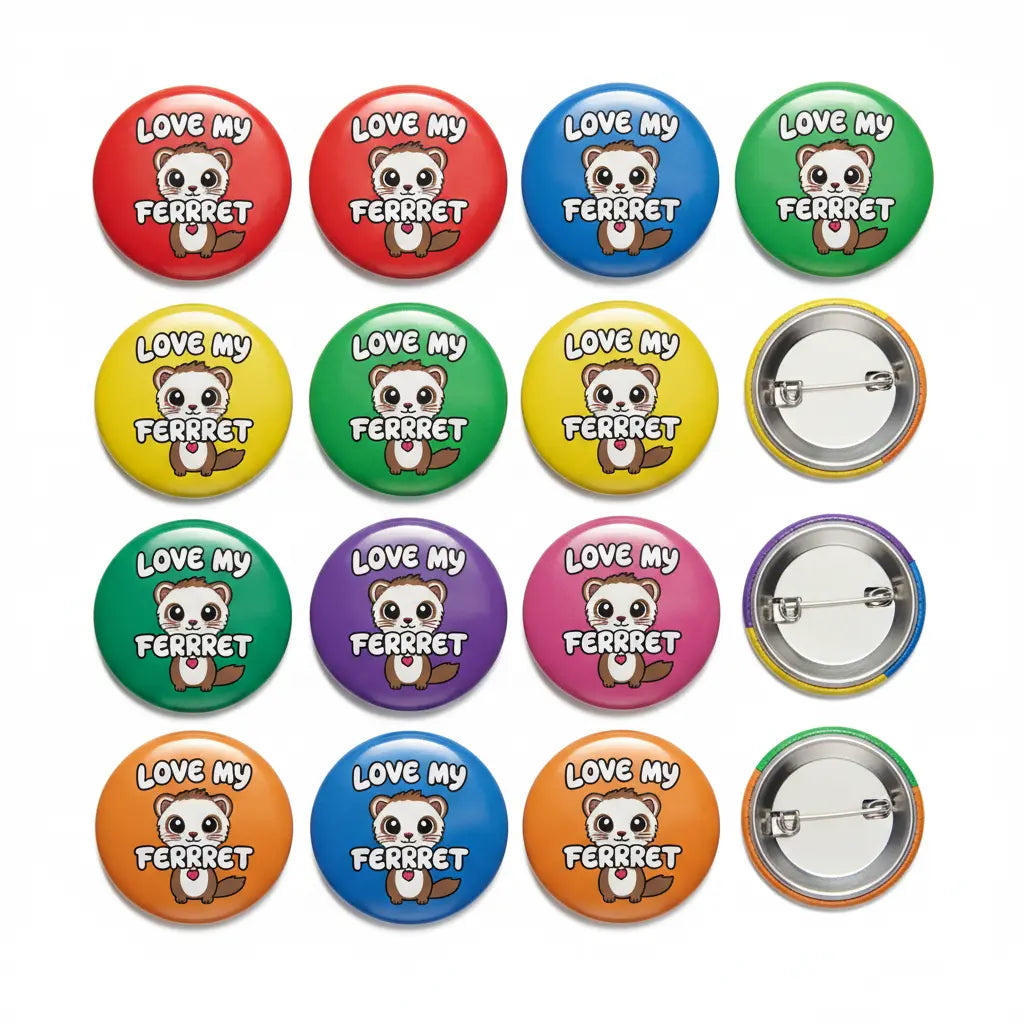 12 Pcs Love my Ferret Pet Kissing Pinback 1.25-inch