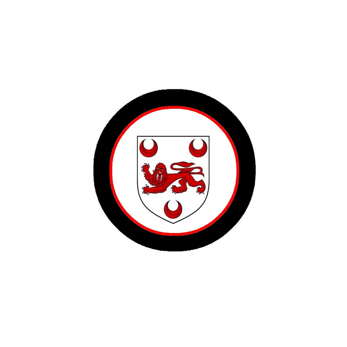 3-inch circular coat-of-arms magnet with red-and-white shield and lion crest