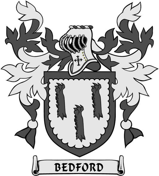Bedford Family Crest 3" Coat of Arms Fridge Round Magnet
