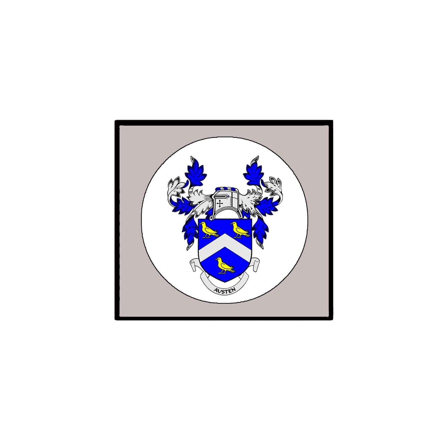 Austen Family Crest 3" Coat of Arms Fridge Round Magnet