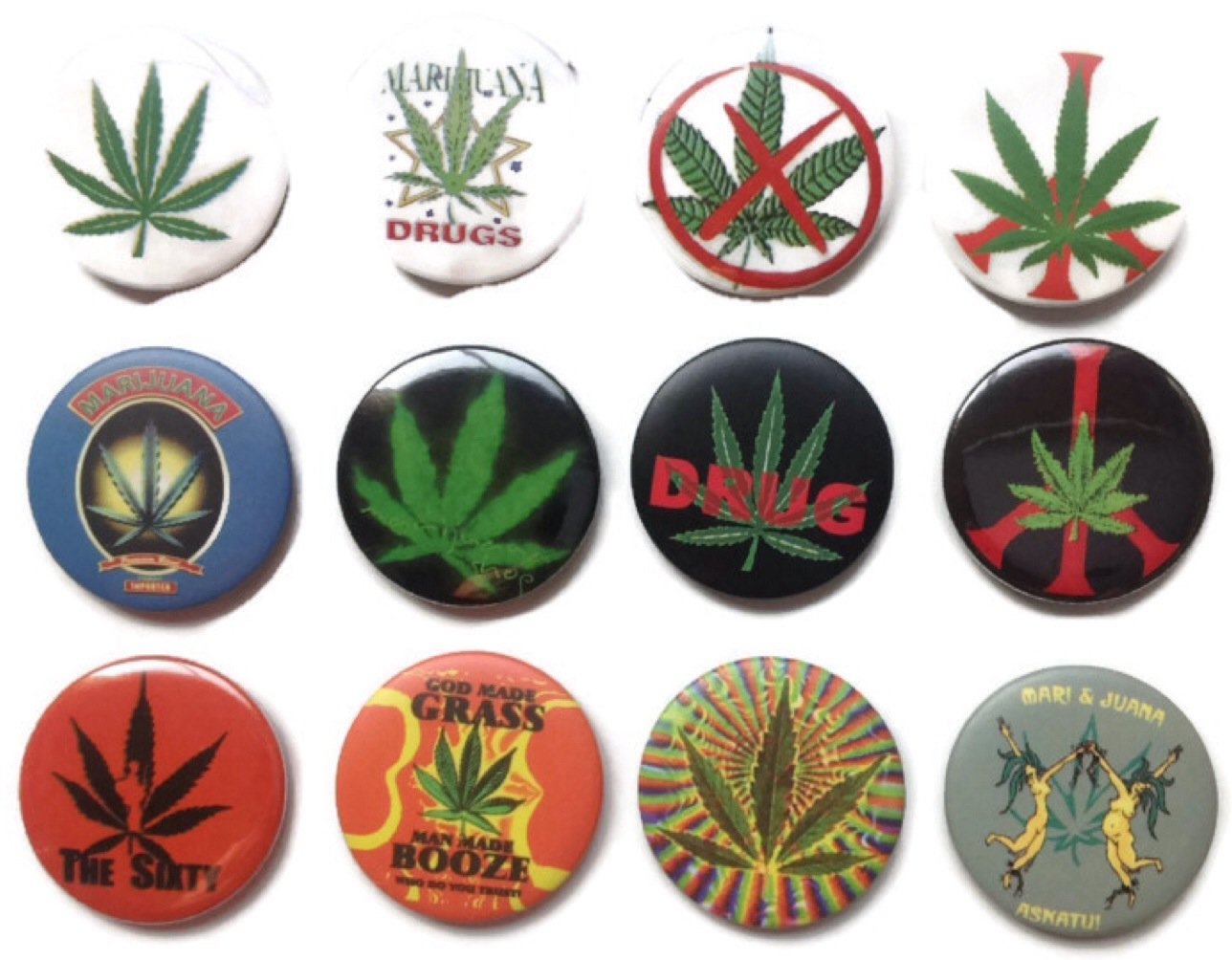 MARIJUANA Marihuana Grass Hashtag 4 Awesome Quality Lot 12 New Pin Button Badge 1.25-inch Default Title