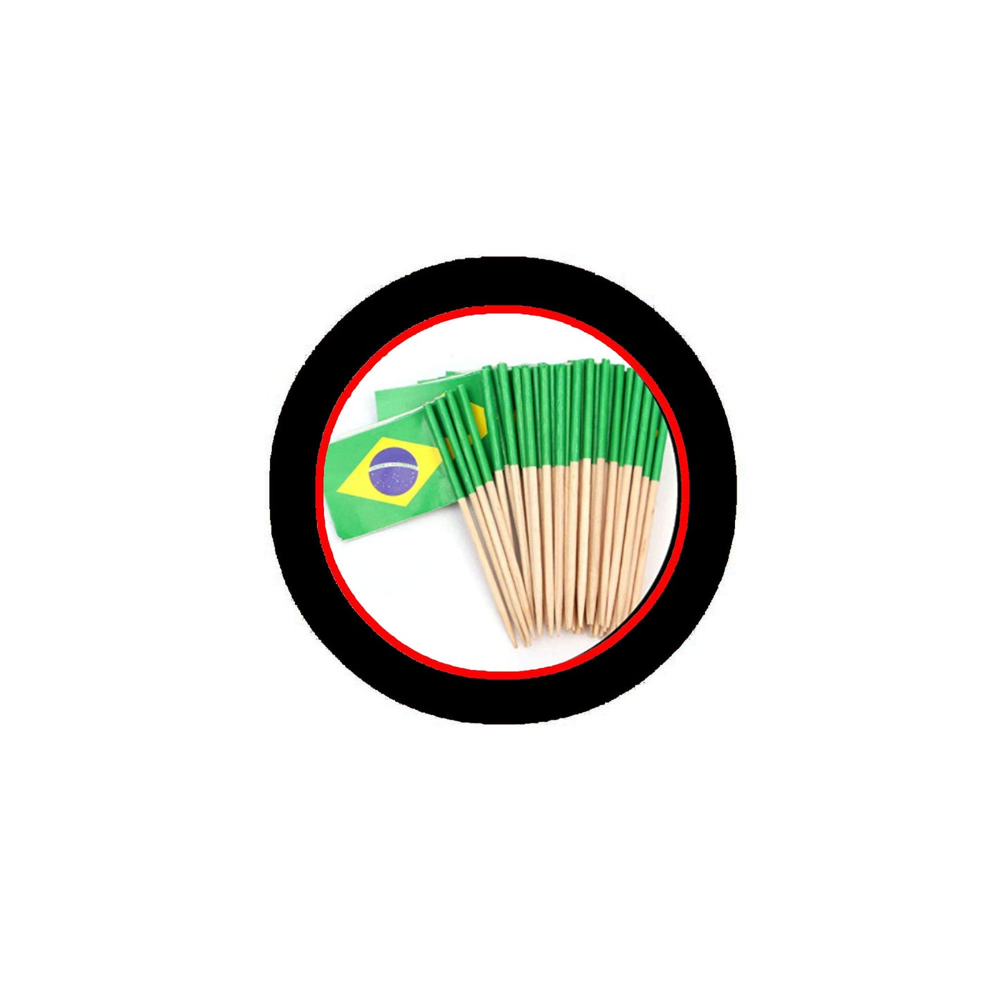 Brazil Flag Picks (asstd designs) (50/Pkg) Party Reunion Football Cocktail Pics