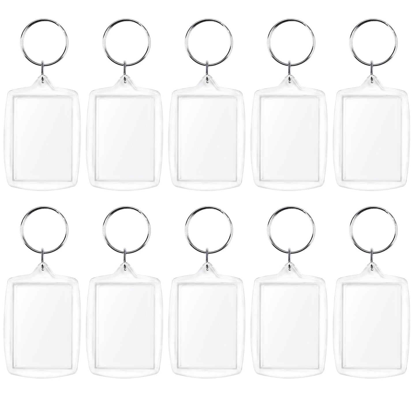 Voduns 10 Pieces Clear Blank Rectangle Acrylic Personalized Photo Keyrings with Broken Ring for Valentine's Day Family Couples Friends DIY Souvenir Gifts Crafts, Translucid, 5.5*4cm