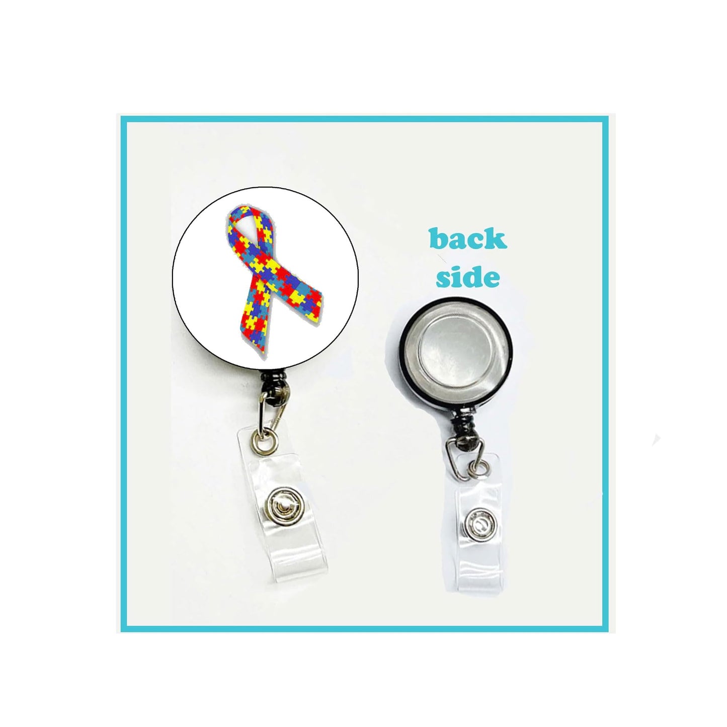 Autism Awareness Badge Reels Cute Felt Retractable Badge Reels Themed Badge Holders Gift for Nurses Doctors ID Badges Name Cards Lanyards Holidays 1.45"