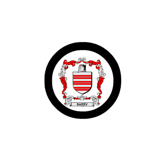 Barry 2 Family Crest 3" Coat of Arms Pinback