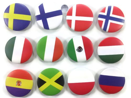 National country flag Hashtag 2 PR Awesome Quality Lot 12 New Pins Buttons Badge 1.25-inch Default Title