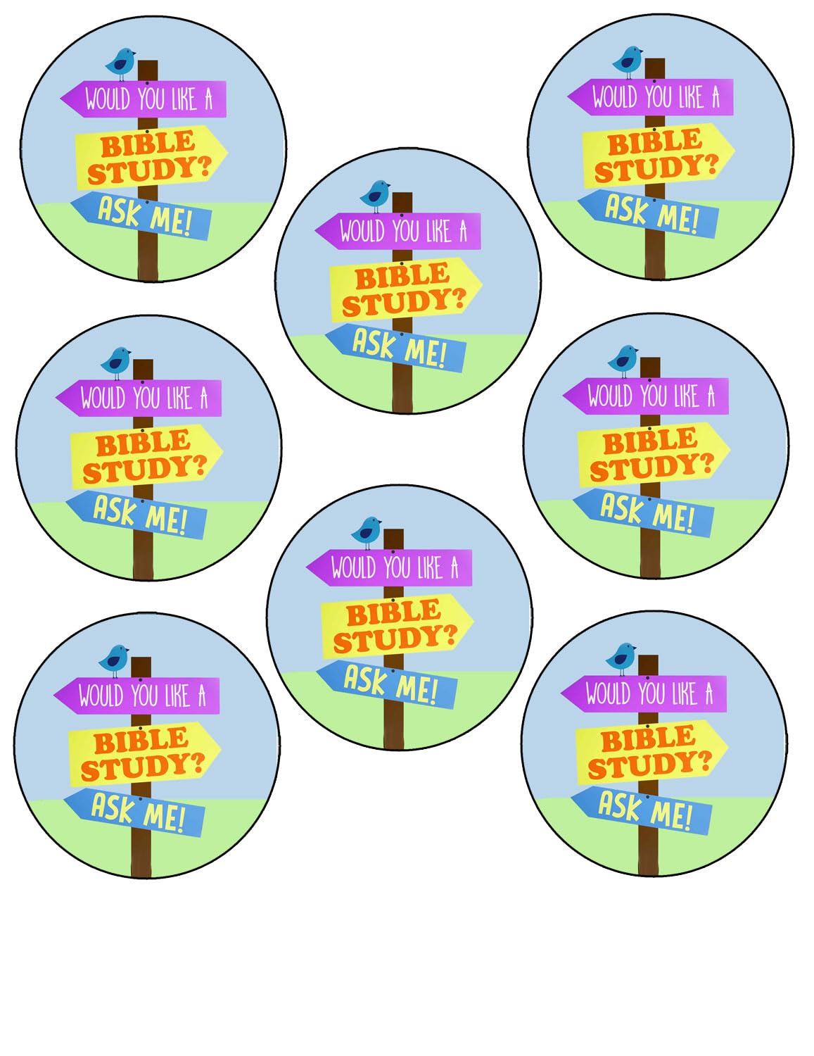 2.25" Pin Badges with "Would You Like a Bible Study? Ask Me!" - Pack of 20