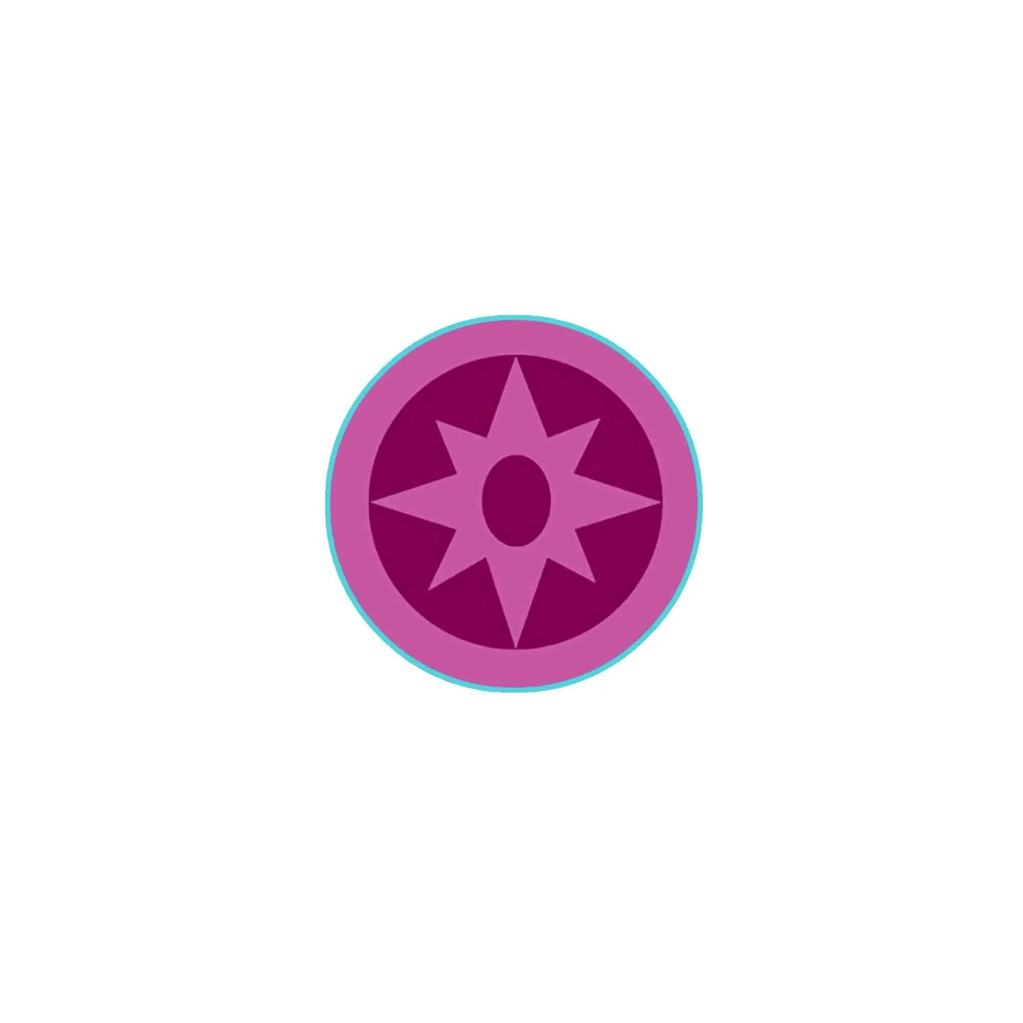 1.25-inch purple star pinback button with aqua border