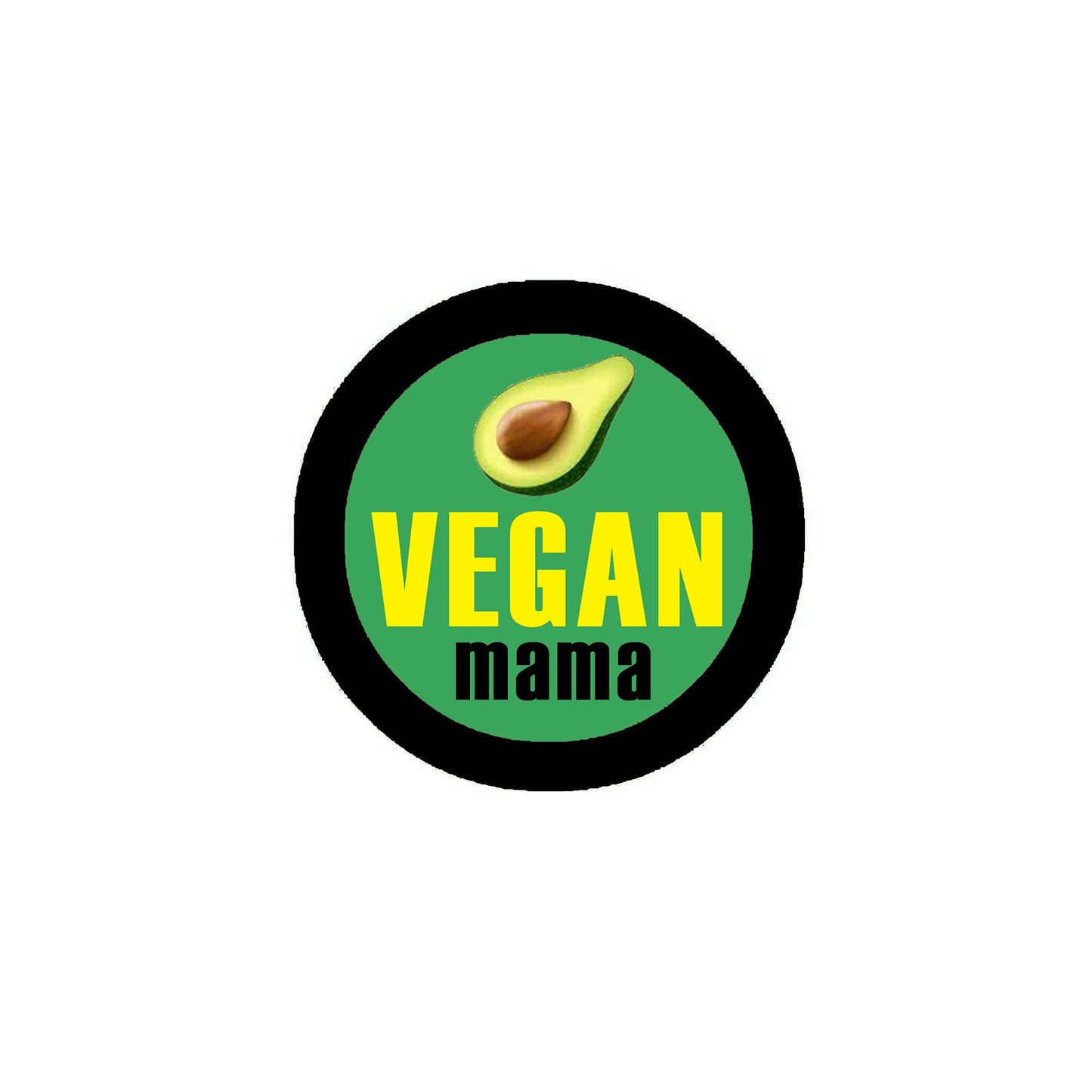Vegan Mama Avocado Badge 2.25" Pinback or Jackets, Backpacks, etc.