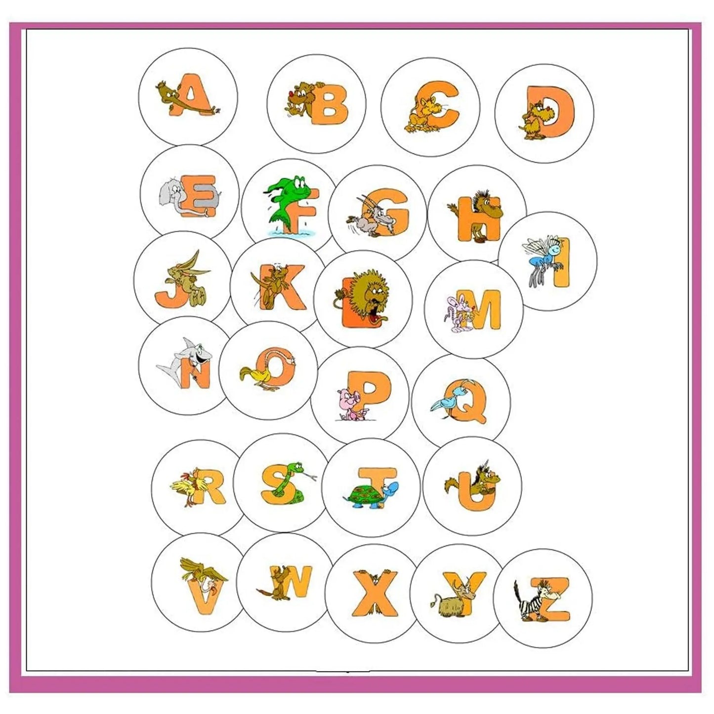 Alphabet letter fridge magnets, colorful character-style letters in round circles