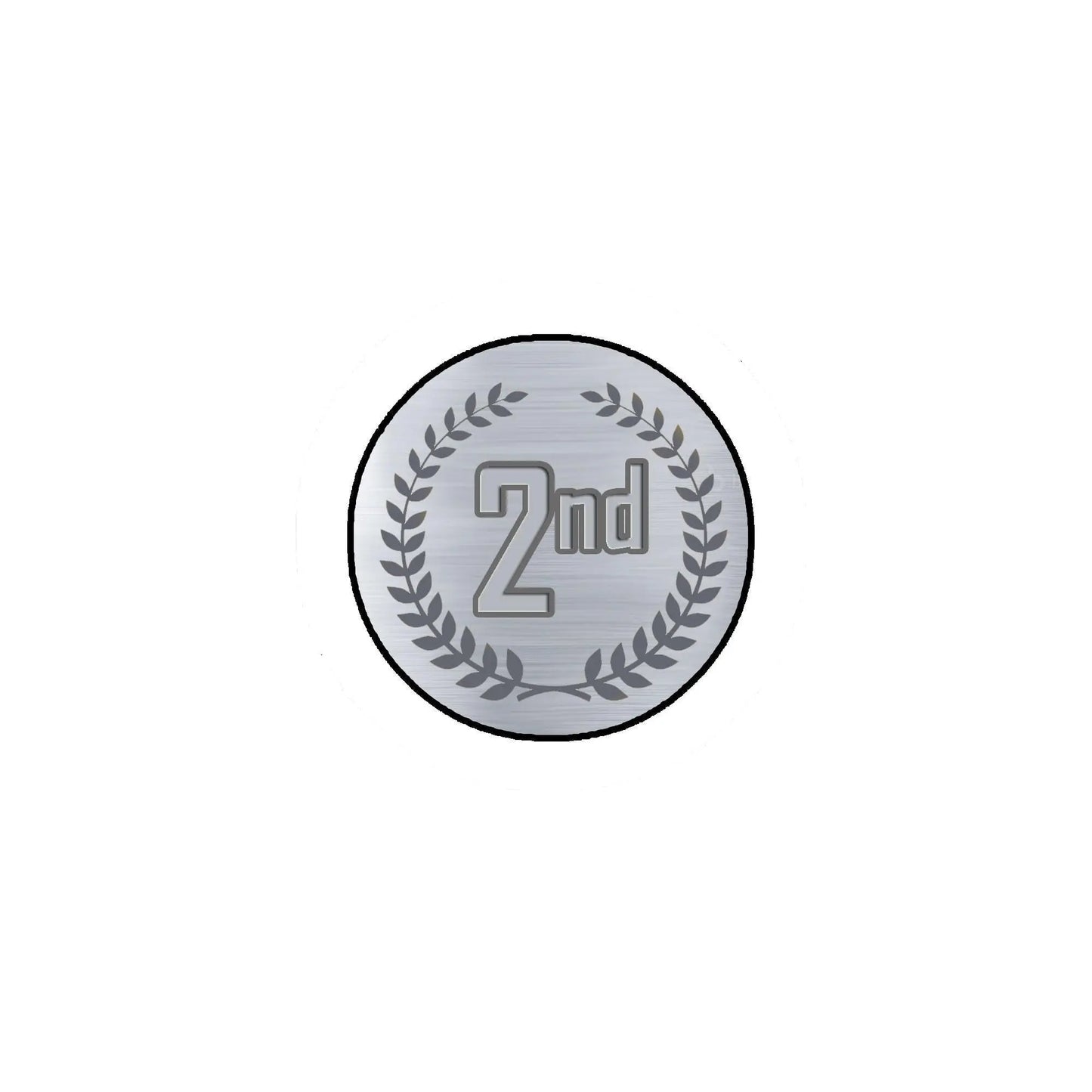 Round 2nd place competition pin with silver wreath and bold β2ndβ center