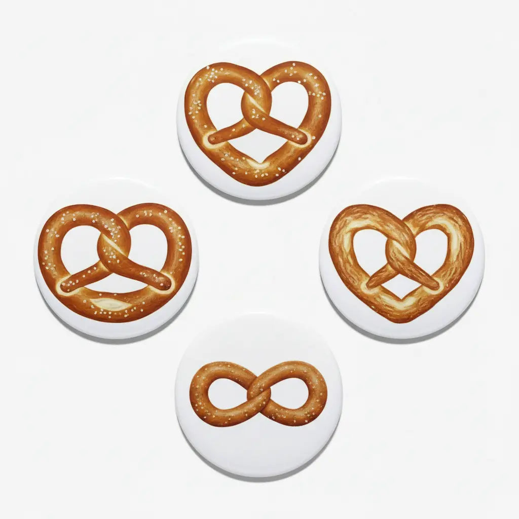 3 Pcs Set Pretzels Pinback 1.25-inch