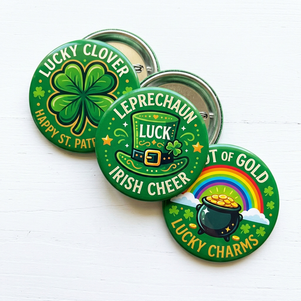 3 Pcs St Patrick's Day Pin Button 2.25-inch