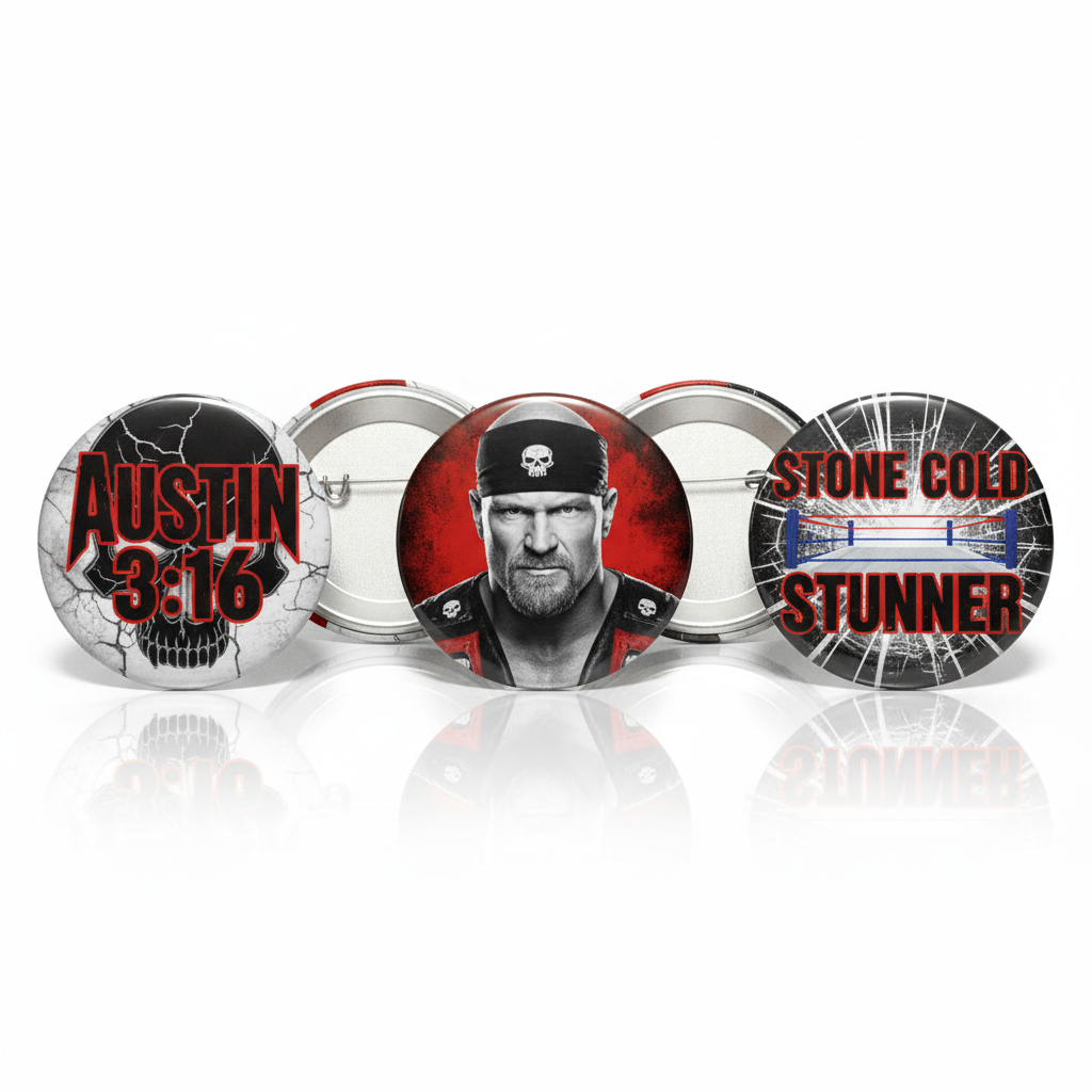 3 Pcs Stone Cold Steve Austin 1.25-inch Pinback