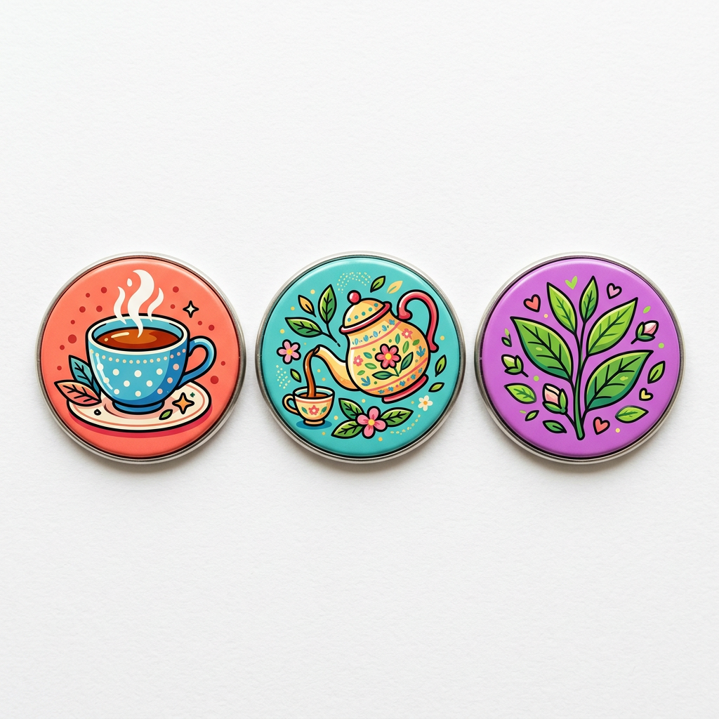 3 Pcs Tea Pin Button 2.25-inch