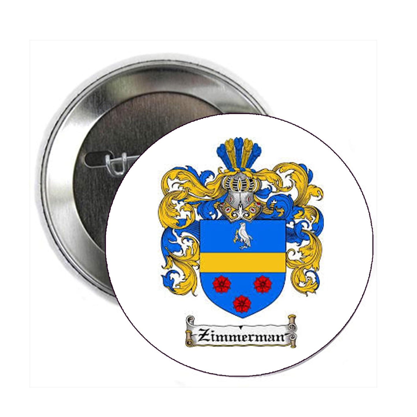Zimmerman Family Crest 3-inch Coat of Arms Pinback Default Title