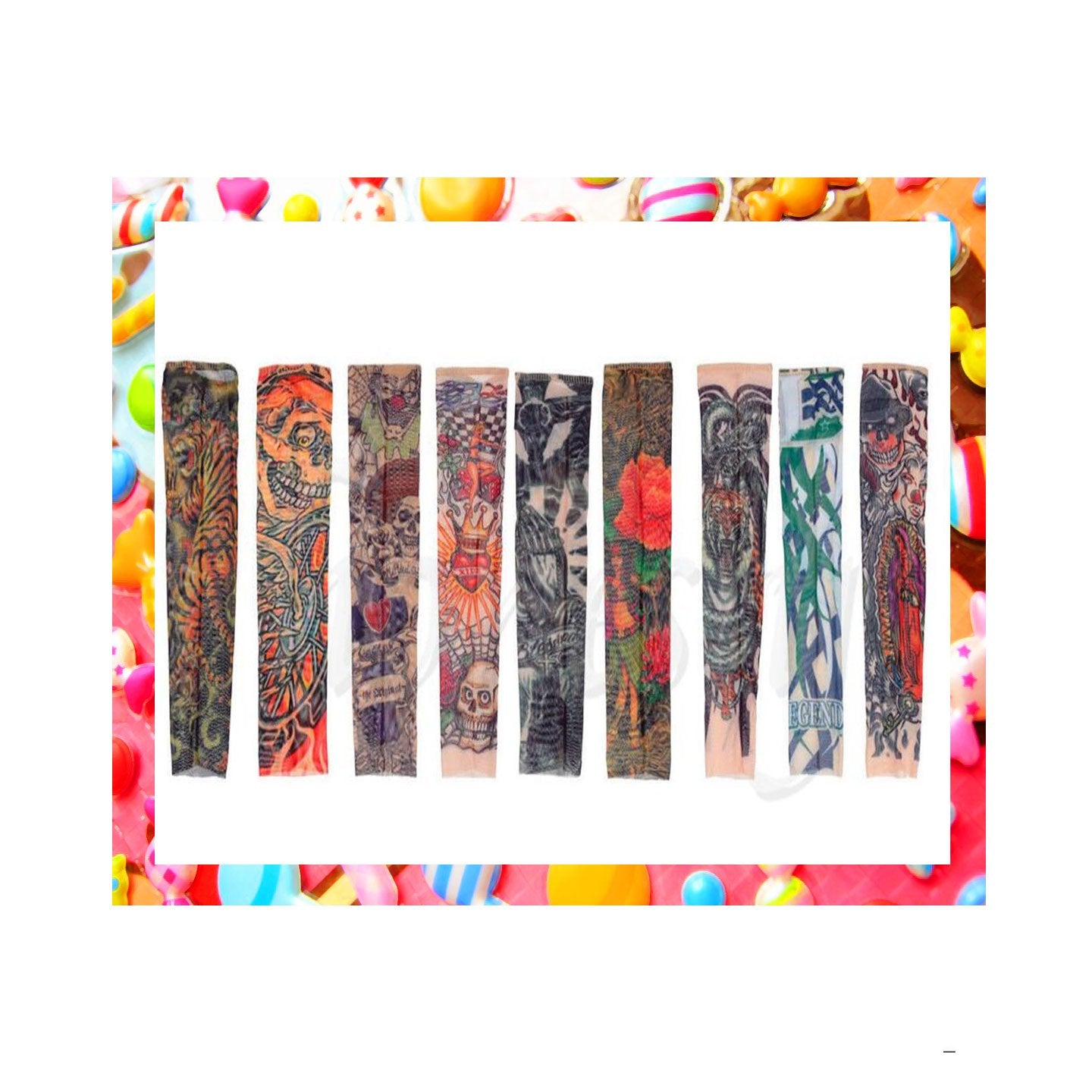 2 Pcs Temporary Tattoo Fake Arm Sleeves Outdoor Sun Protection Sleeves Asstd Styles