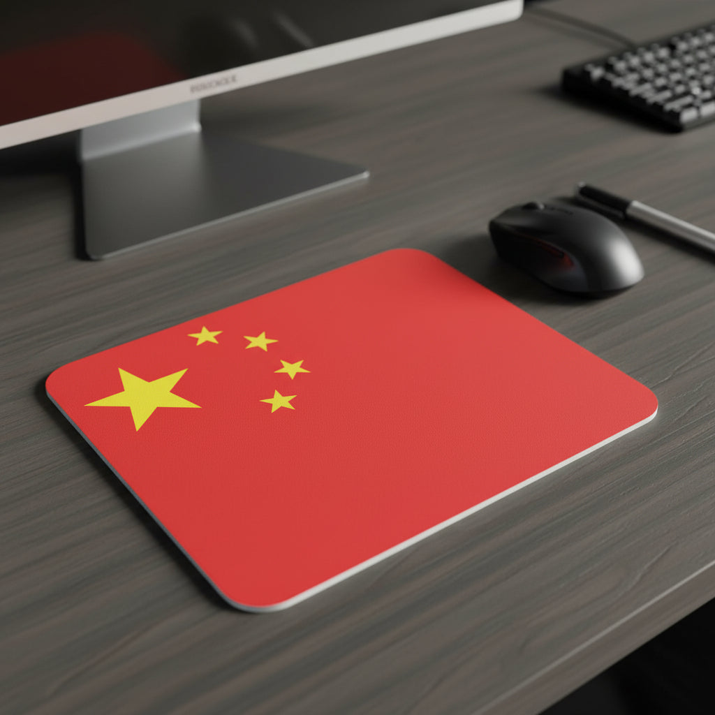 Chinese flag themed mousepad, red surface with yellow stars design