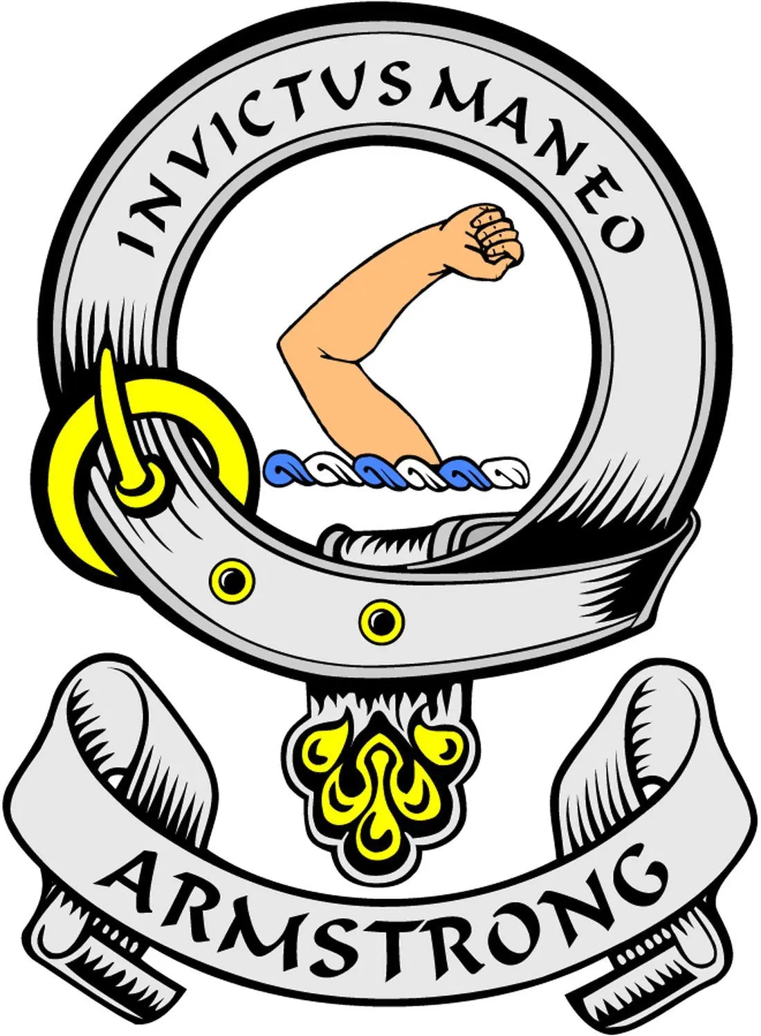 3-inch Armstrong family crest coat of arms magnet with shield and raised fist design