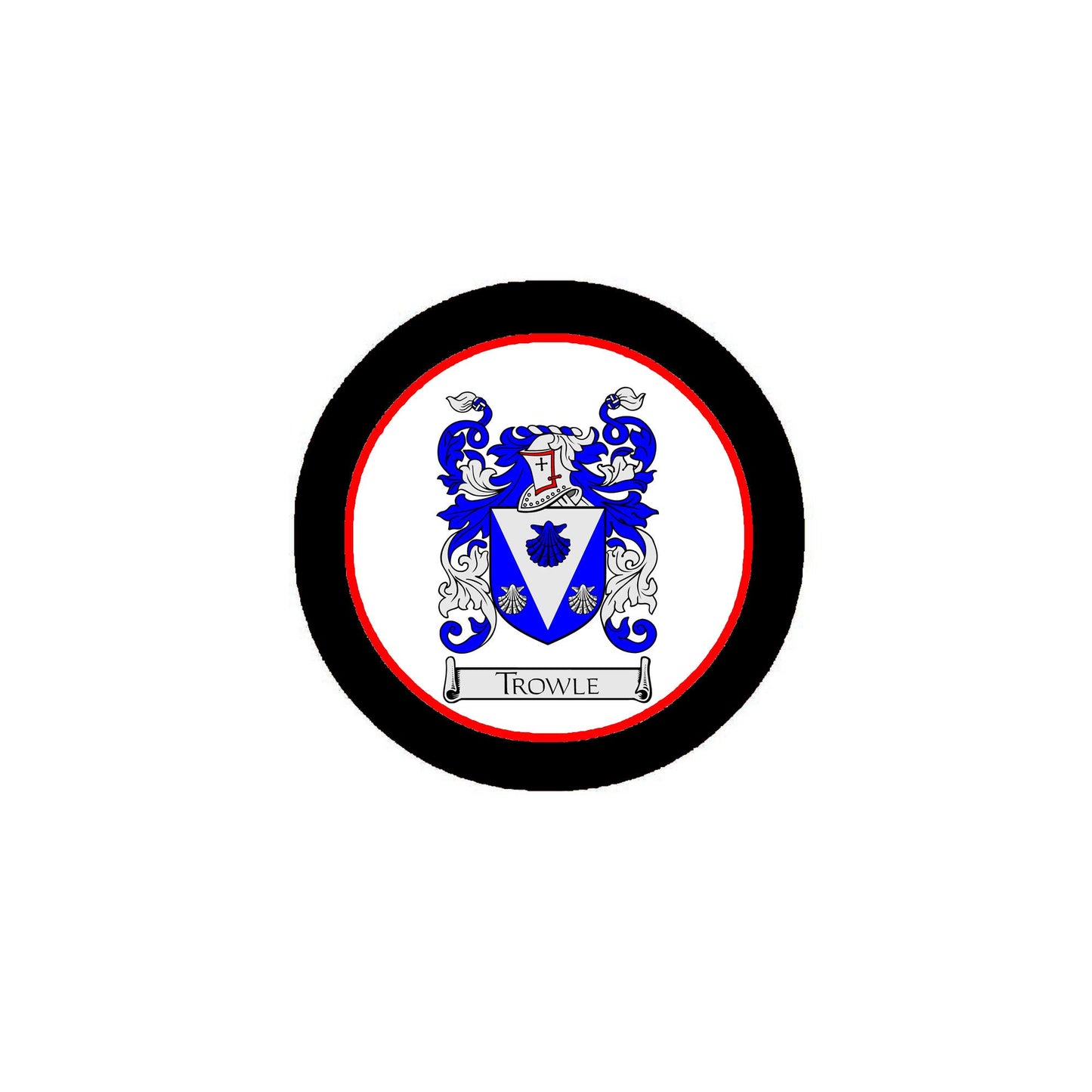 Trowle Family Crest 3" Coat of Arms Fridge Round Magnet