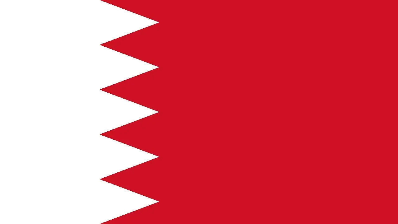 Bahrain flag mouse pad with red and white serrated stripe design