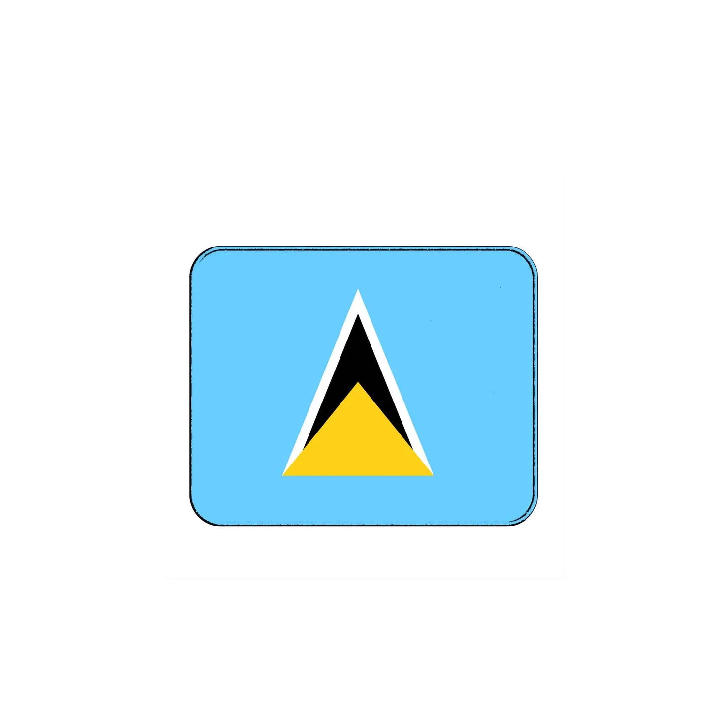 Saint Lucia flag mousepad, square design with blue field and centered black-yellow triangle