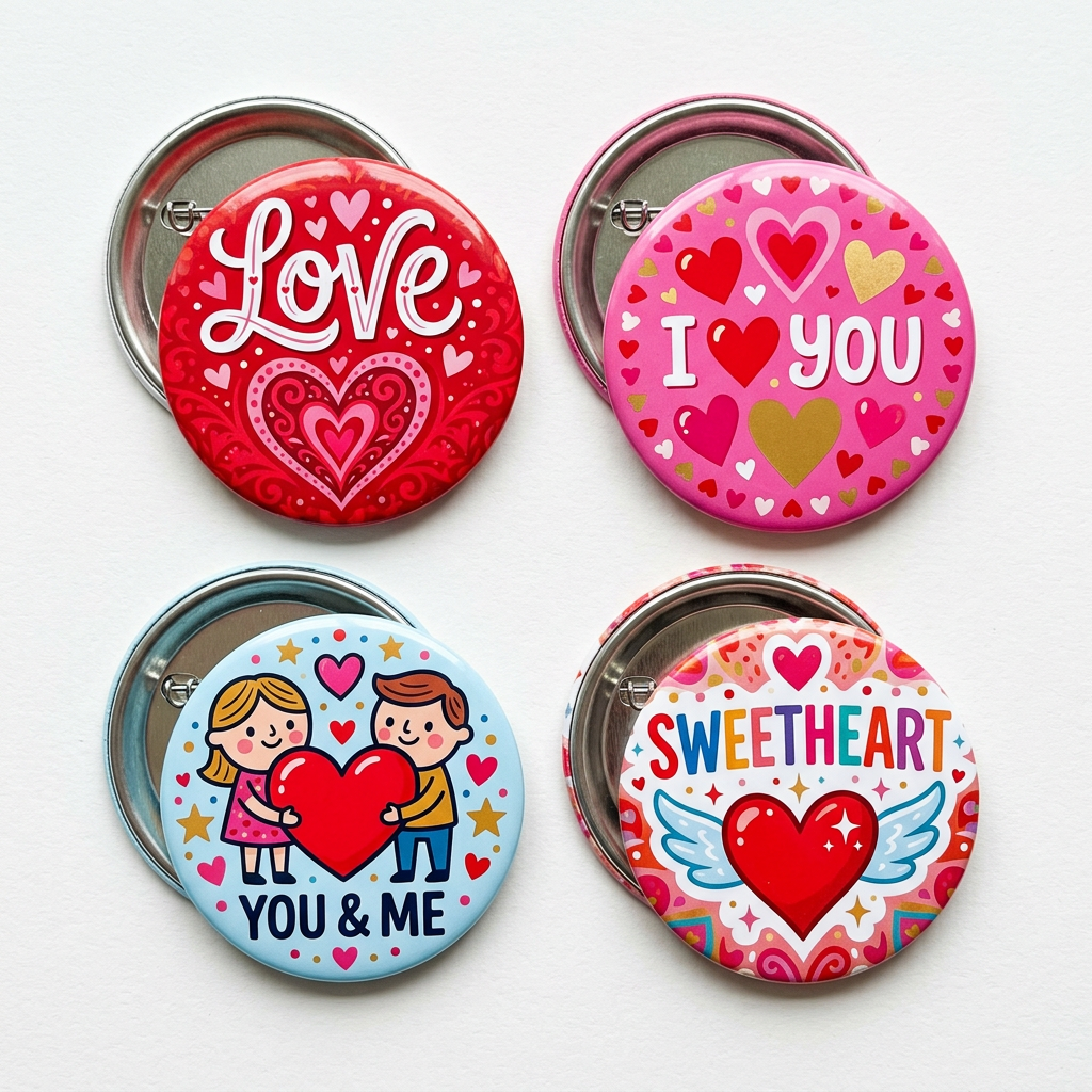 4 Pcs Love Pin Button 2.25-inch