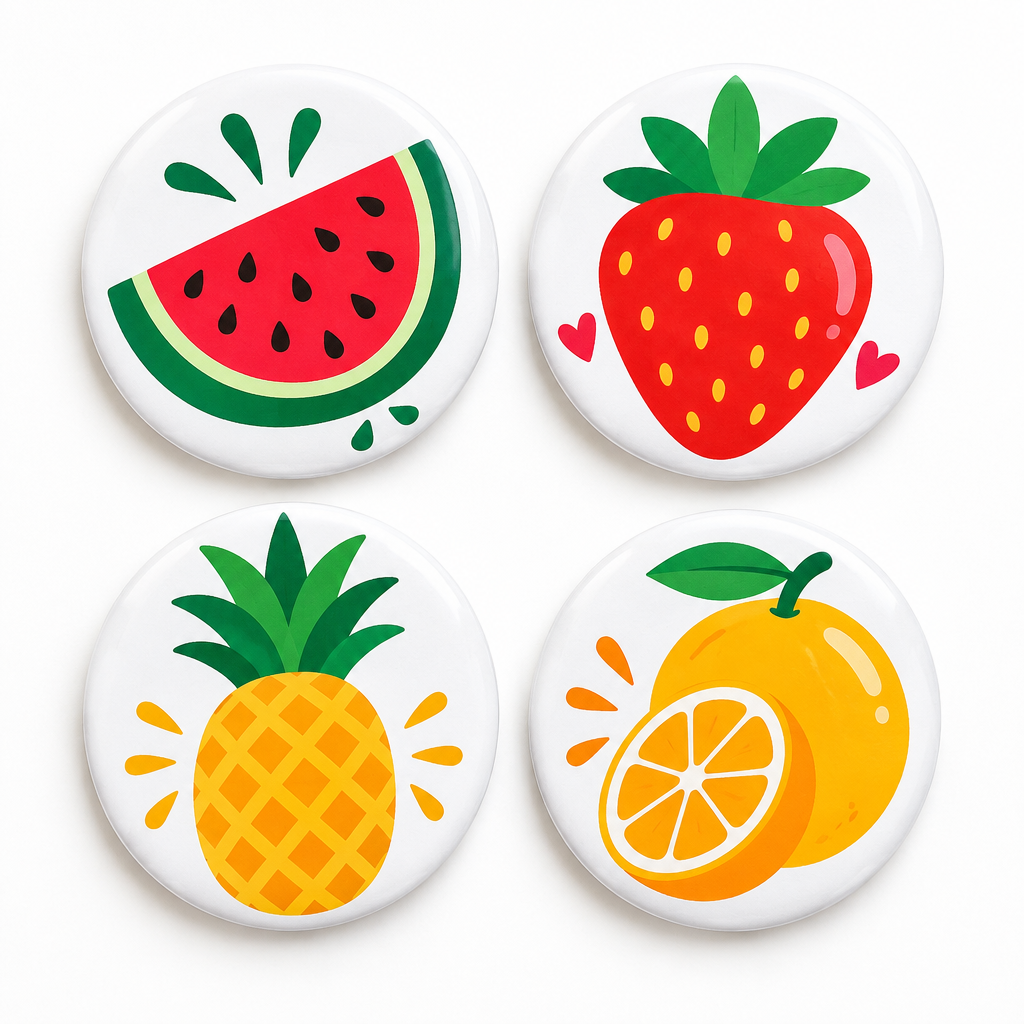 4 Pcs Summer Fruits Pin Button 2.25-inch