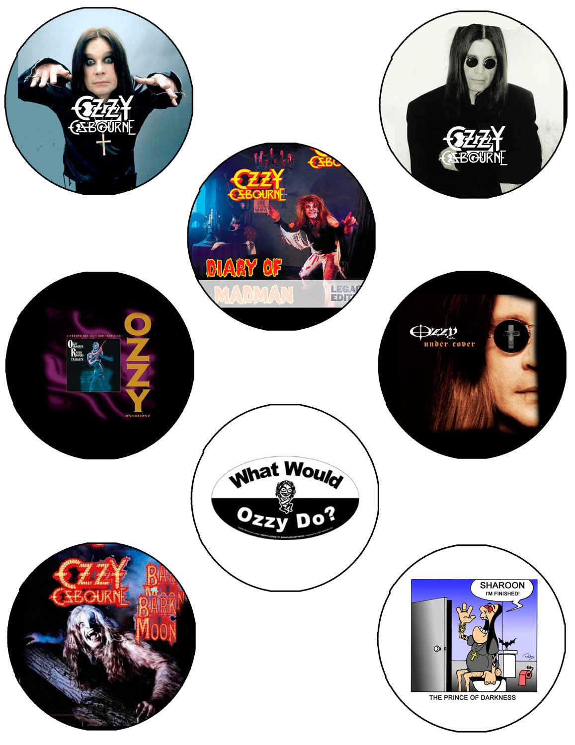20 Pcs Ozzy Pinbacks for Jackets, Backpacks, etc. - Black Metal Pin-stem-with-safety Clasp - Made in USA 2.25"