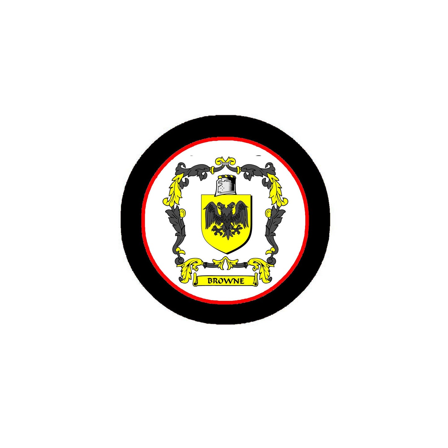 Browne 1 Family Crest 3" Coat of Arms Fridge Round Magnet