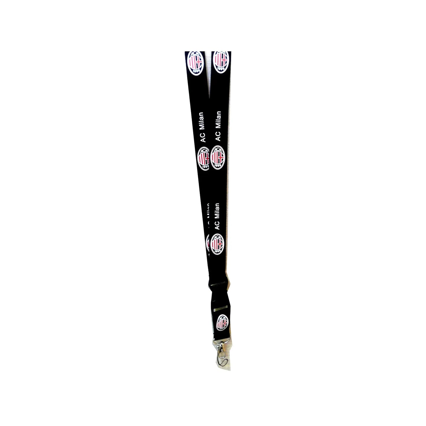 Black AC Milan themed lanyard with hook and phone string