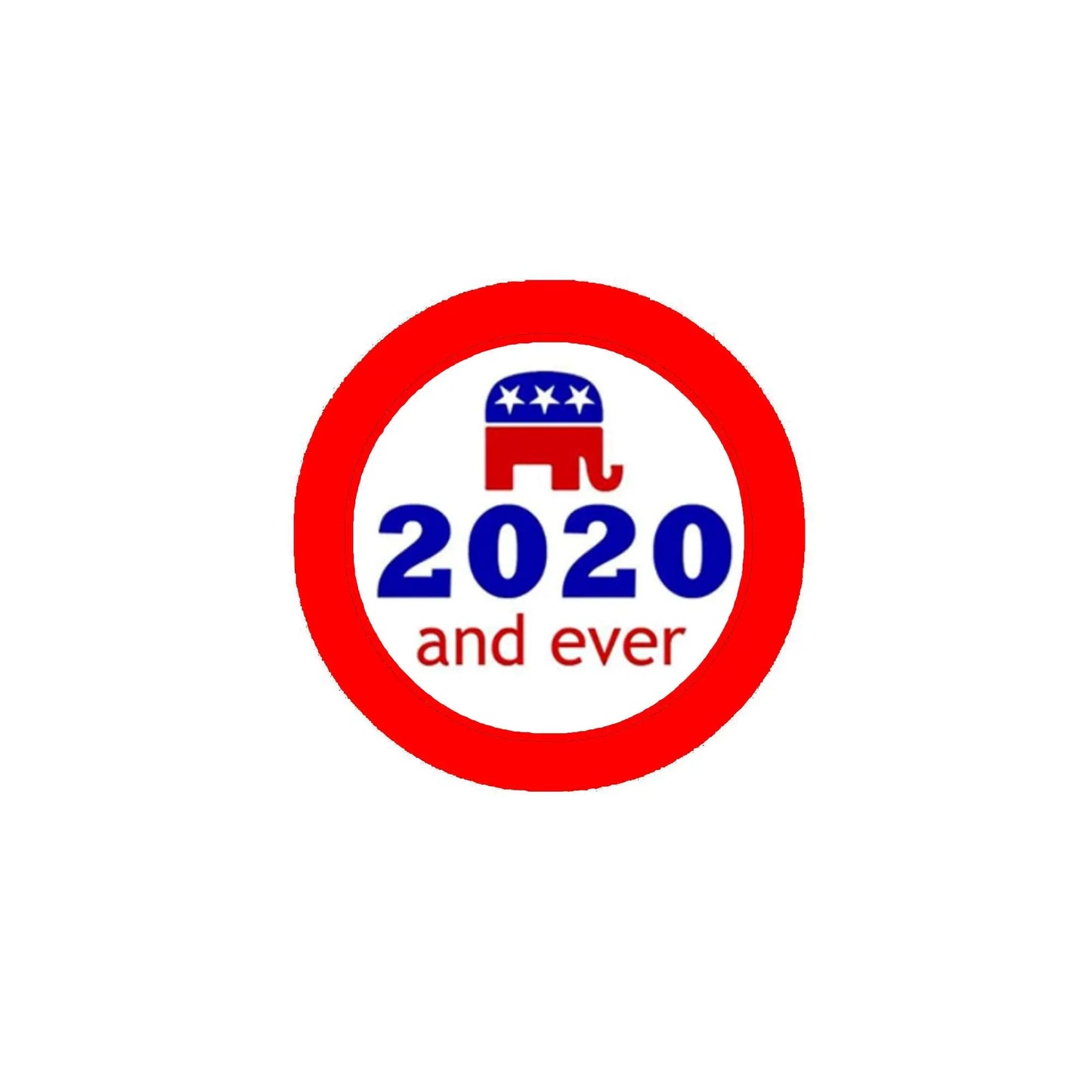 1.25-inch pinback button with red border, blue โ2020 and everโ text and stars