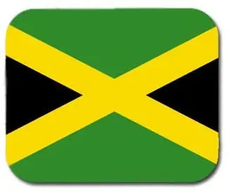 Jamaican flag mousepad with green, gold, and black diagonal cross design