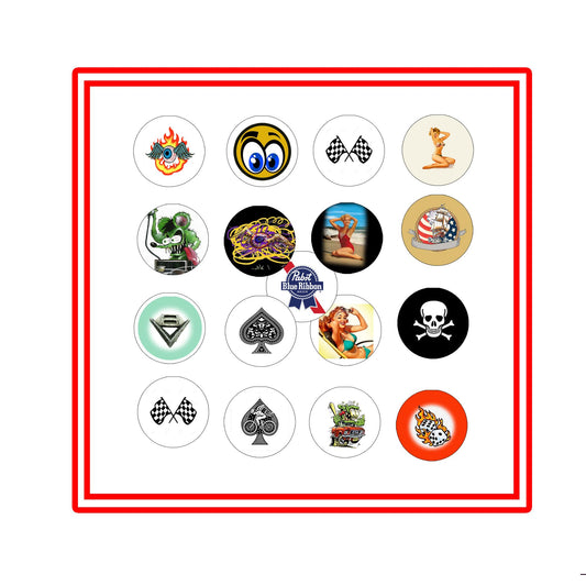 Bikers Hot Rods Punks Set Random Fun Colorful Styles 12 Pcs Pinback 1.25" for Jackets, Backpacks, etc.