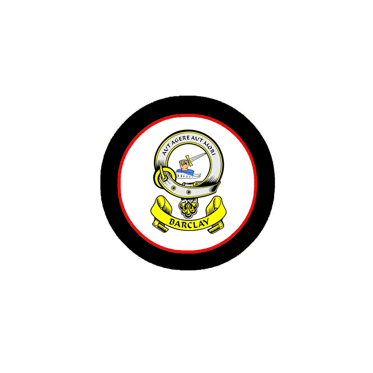 3-inch round Barclay family crest coat arms magnet with black rim and colorful shield