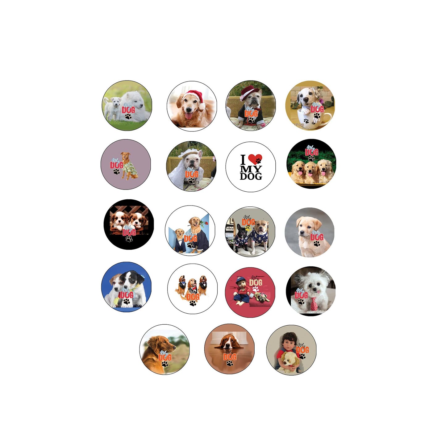 Cutes Dog Fans Collection 1.25" Pinback for Jackets, Backpacks, etc. Badge version B