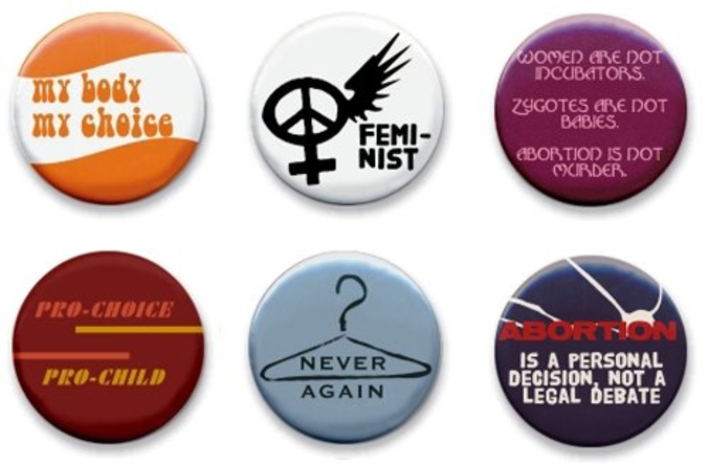 Rosie The Rambler 6 Pcs Pro Choice Pinback 1.25-inchs Default Title