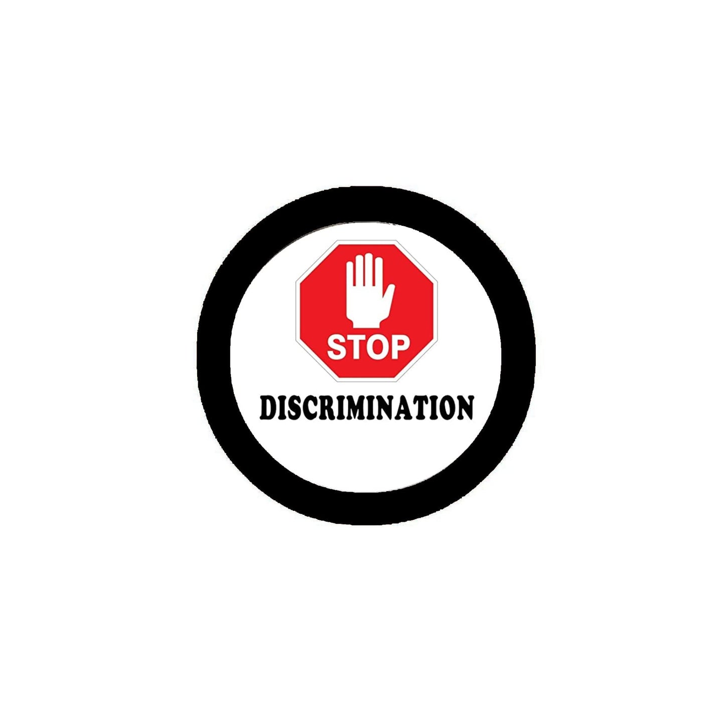 Stop Discrimination 2.25" Pinback for Jackets, Backpacks, etc.