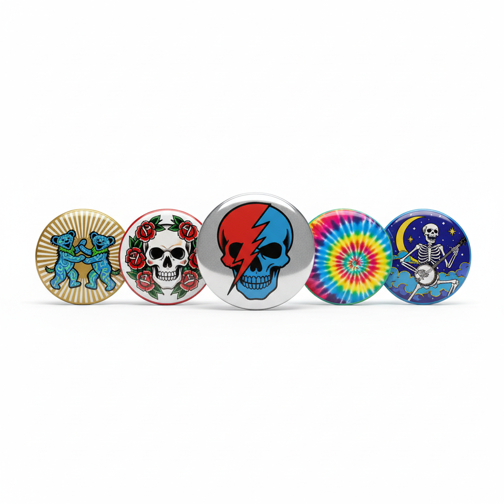 5 Pcs Grateful Dead Pinback 1.25-inch